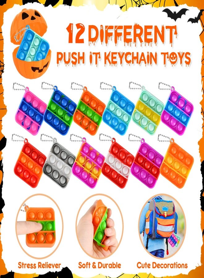 Aigybobo 48 Halloween Toys Pack with Pumpkin Box, Halloween Party Favors Gifts for Kids, Halloween Goodie Bag Stuffers with Bubble Push it Keychain, Halloween Prizes Treats Non Candy School Classroom Favors - Image 4